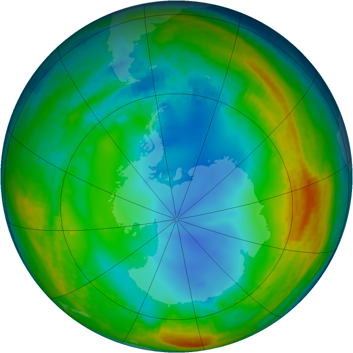 Antarctic ozone map for 12 July 2002